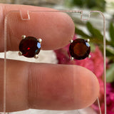 Garnet round faceted stud earrings KEGJ919 - Nature's Magick