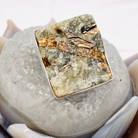 Golden Astrophyllite square ring s.11 KRGJ1483 - Nature's Magick