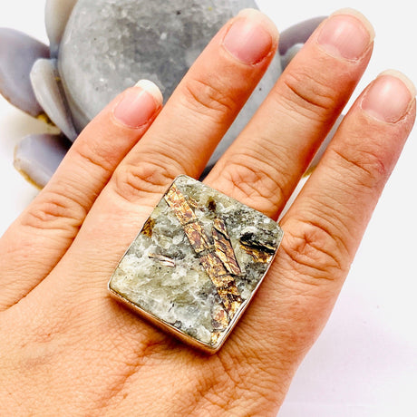 Golden Astrophyllite square ring s.11 KRGJ1483 - Nature's Magick