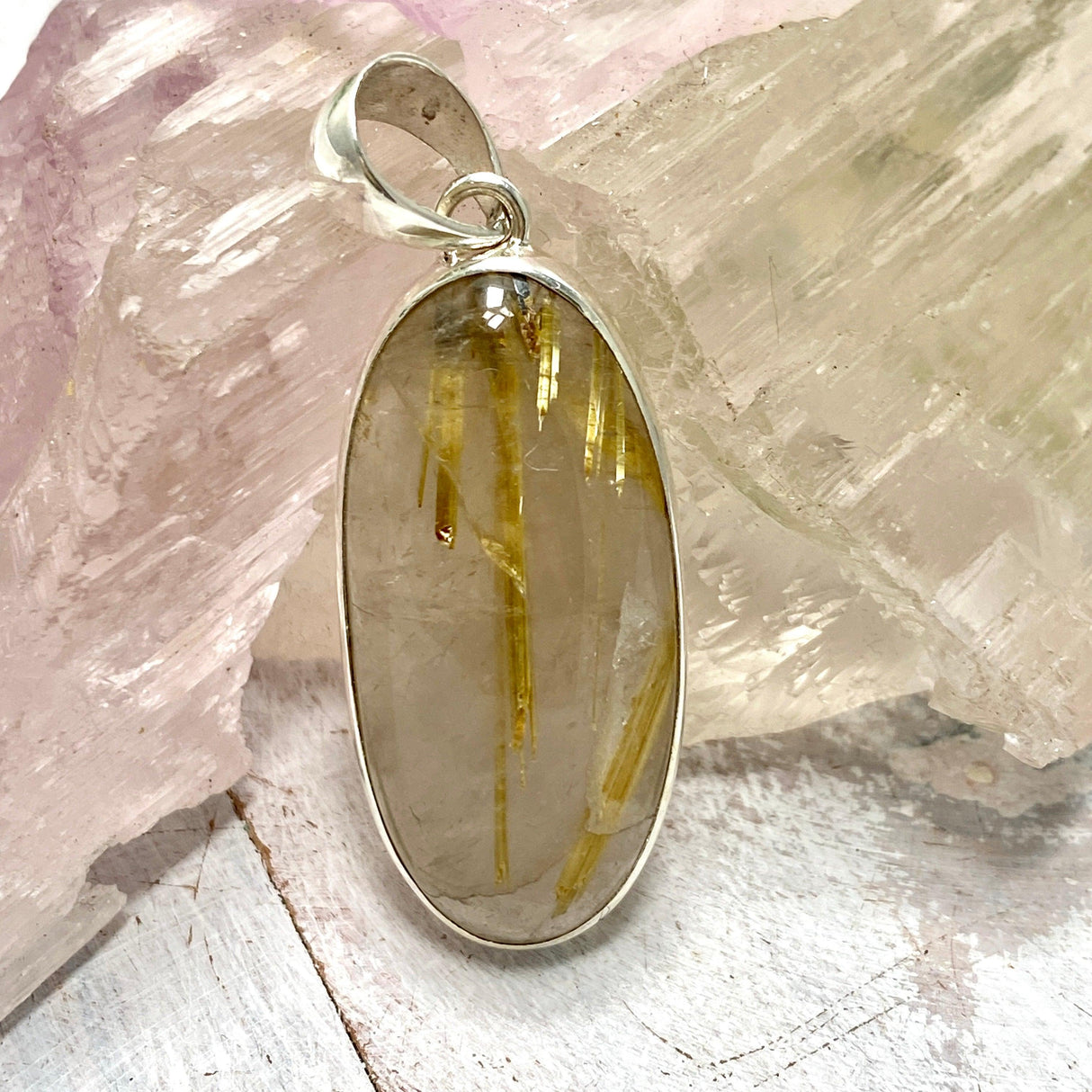 Golden Rutilated Quartz oval pendant KPGJ3242 - Nature's Magick