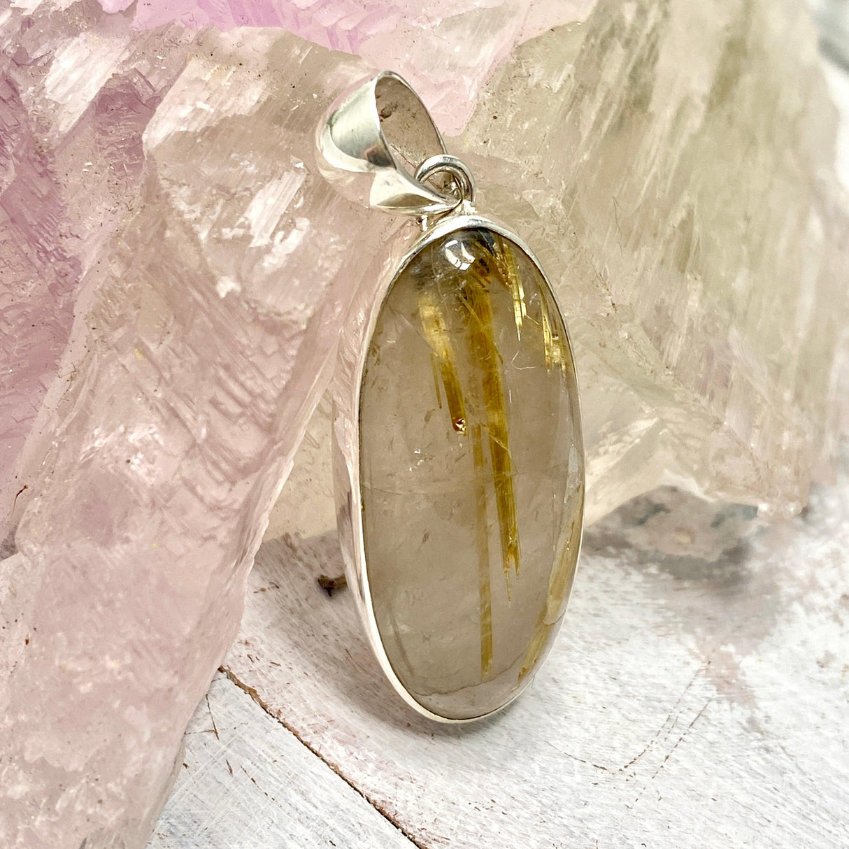 Golden Rutilated Quartz oval pendant KPGJ3242 - Nature's Magick