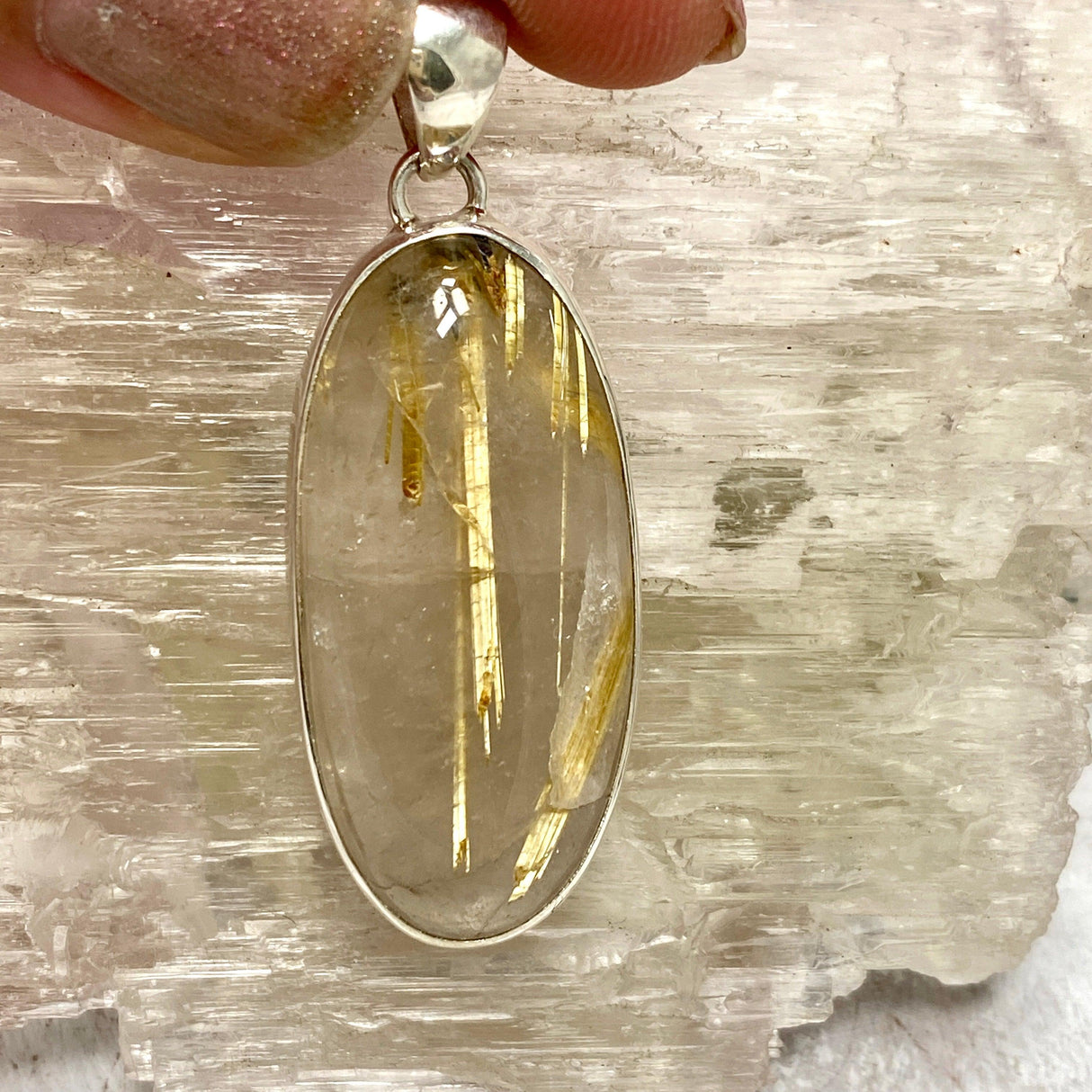 Golden Rutilated Quartz oval pendant KPGJ3242 - Nature's Magick