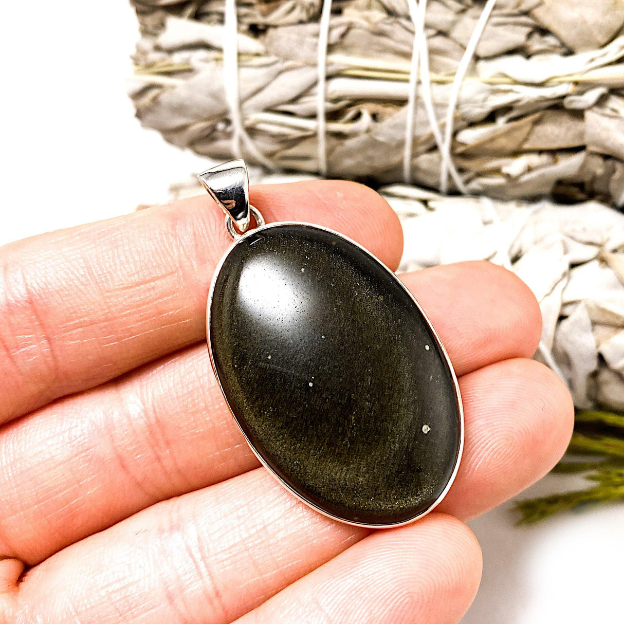 Goldsheen obsidian oval pendant KPGJ2250 - Nature's Magick