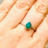 Green Chalcedony Teardrop Faceted Fine Band Ring R3691-GR - Nature's Magick