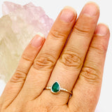 Green Chalcedony Teardrop Faceted Fine Band Ring R3691-GR - Nature's Magick