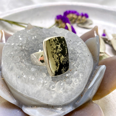 Healer's Gold (Pyrite in Magnetite) rectangle ring s.11 KRGJ2404 - Nature's Magick