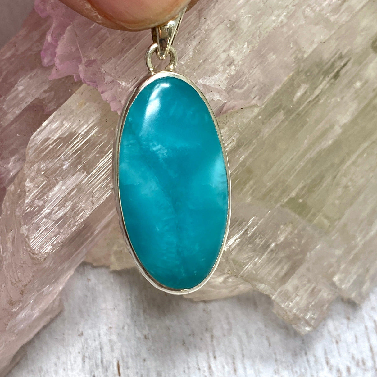 Hemimorphite small oval pendant KPGJ2436 - Nature's Magick