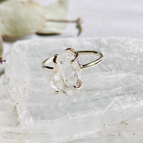 Herkimer Diamond Quartz Raw Fine Band Ring PRGJ331 - Nature's Magick