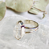 Herkimer Diamond quartz raw split band ring PRGJ330 - Nature's Magick