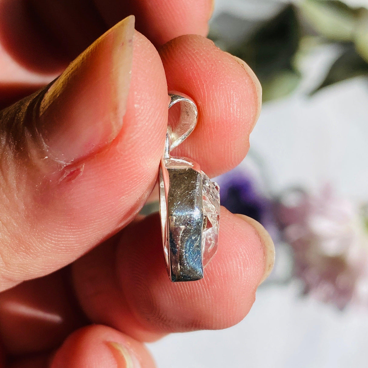 Herkimer Diamond raw petite pendant PPGJ453 - Nature's Magick