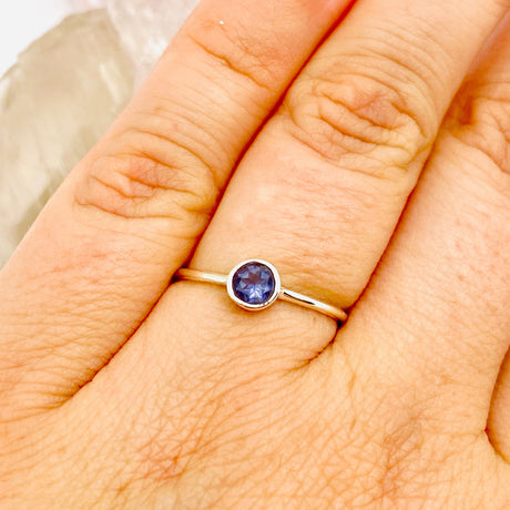 Iolite Round Faceted Fine Band Ring R3754-IO - Nature's Magick