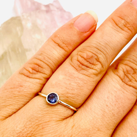 Iolite Round Faceted Fine Band Ring R3754-IO - Nature's Magick