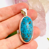 Iranian Turquoise with Pyrite oval cabochon pendant KPGJ1654 - Nature's Magick