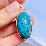 Iranian Turquoise with Pyrite oval cabochon pendant KPGJ1654 - Nature's Magick