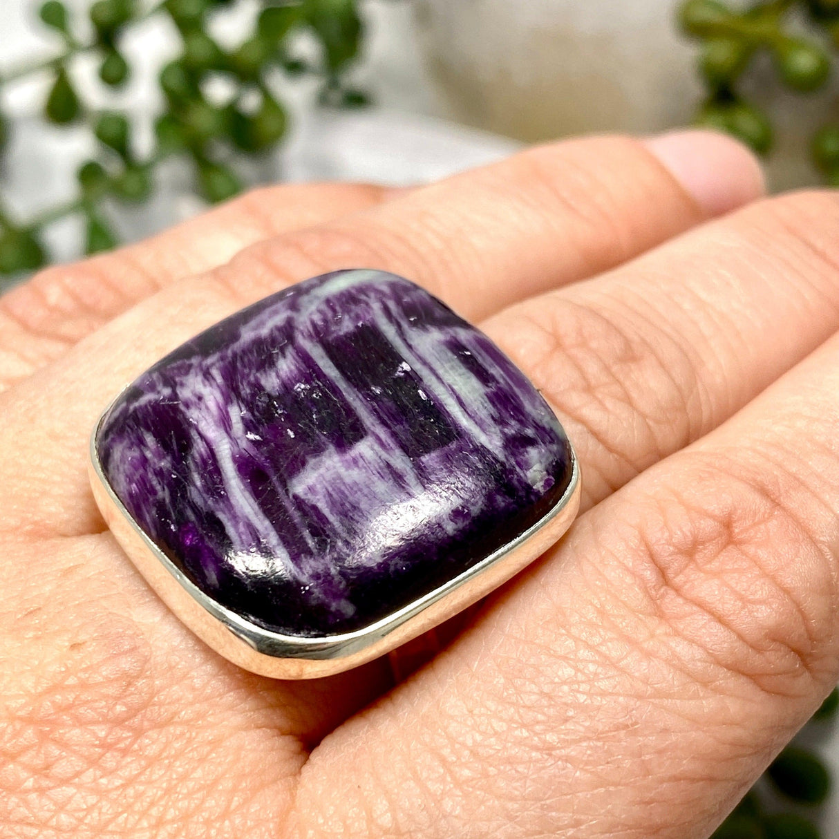 Kammererite square cabochon ring s.12 KRGJ2393 - Nature's Magick