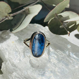 Kyanite oval cabochon ring with split band s.7 KRGJ1579 - Nature's Magick