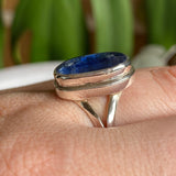 Kyanite oval cabochon ring with split band s.7 KRGJ1579 - Nature's Magick