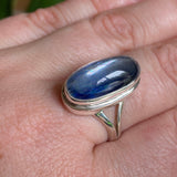 Kyanite oval cabochon ring with split band s.9 KRGJ1578 - Nature's Magick