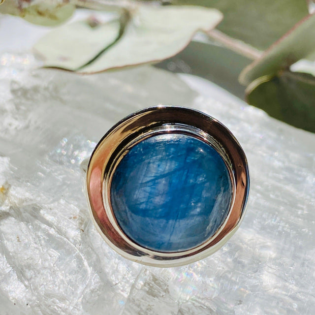 Kyanite round cabochon ring s.8 KRGJ230 - Nature's Magick