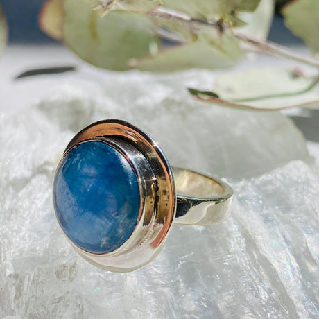 Kyanite round cabochon ring s.8 KRGJ230 - Nature's Magick