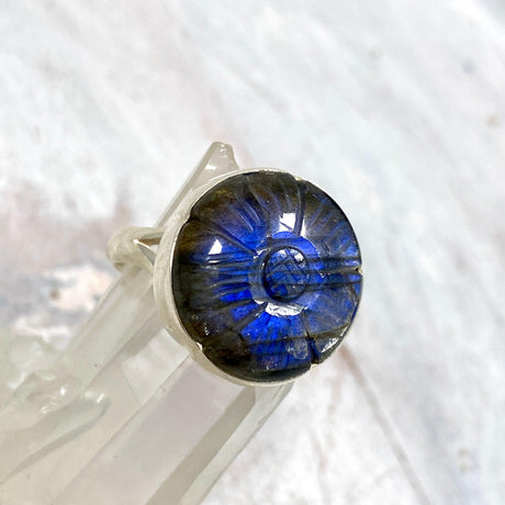 Labradorite Flower Cabochon Ring with split band KRGJ3735 - Nature's Magick