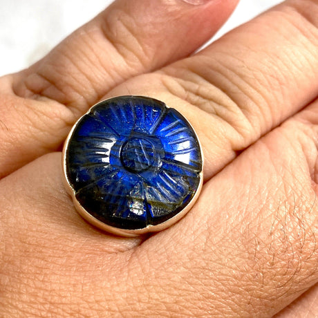 Labradorite Flower Cabochon Ring with split band KRGJ3735 - Nature's Magick