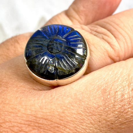 Labradorite Flower Cabochon Ring with split band KRGJ3735 - Nature's Magick