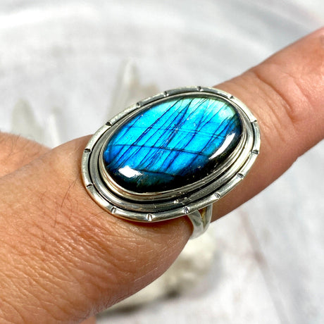 Labradorite oval filigree ring s.8 KRGJ2746 - Nature's Magick