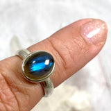 Labradorite Petite OVal Cabochon Ring with simple band PRGJ274 - Nature's Magick