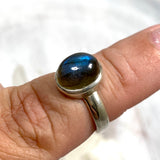 Labradorite Petite OVal Cabochon Ring with simple band PRGJ274 - Nature's Magick