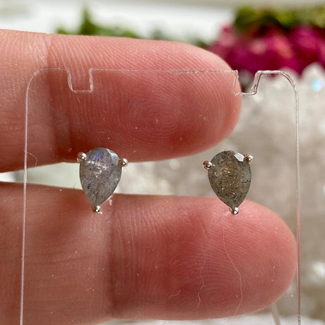 Labradorite teardrop stud earrings KEGJ1039 - Nature's Magick