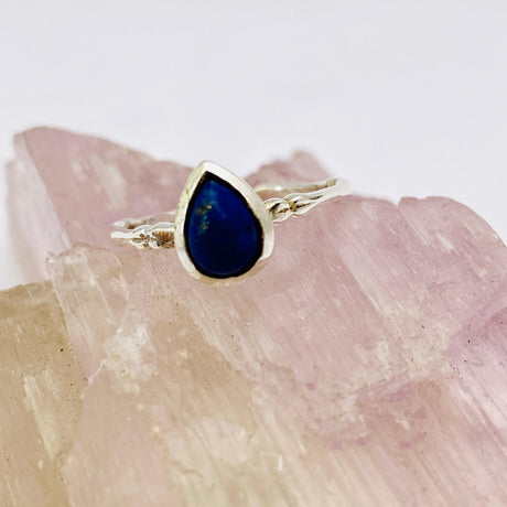 Lapis Lazuli Cabochon Teardrop Fine Band Ring R3691-LL - Nature's Magick