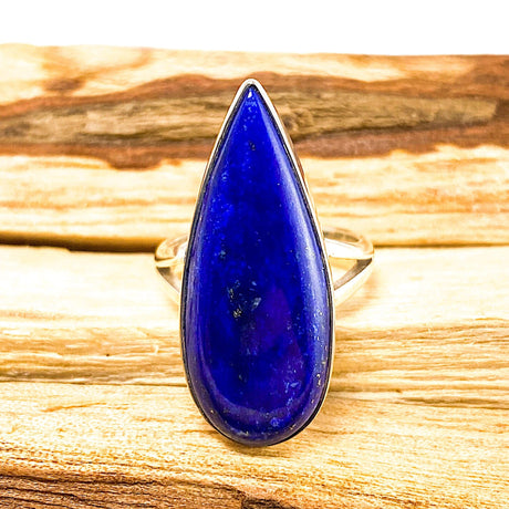 Lapis Lazuli from Chile Teardrop Cabochon Ring with Split Band Size 7 KRGJ1434 - Nature's Magick