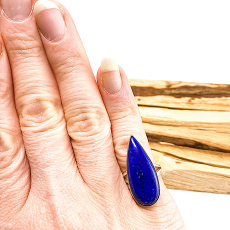 Lapis Lazuli from Chile Teardrop Cabochon Ring with Split Band Size 7 KRGJ1434 - Nature's Magick