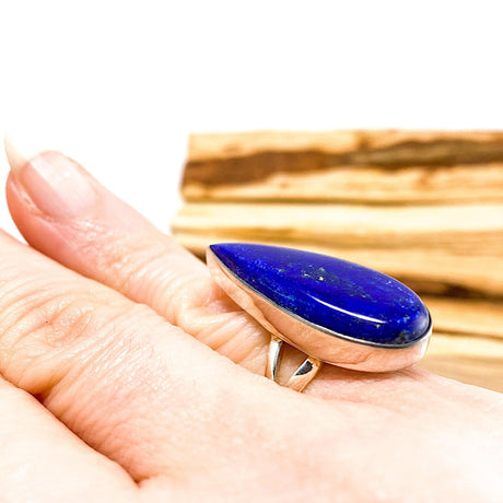 Lapis Lazuli from Chile Teardrop Cabochon Ring with Split Band Size 7 KRGJ1434 - Nature's Magick