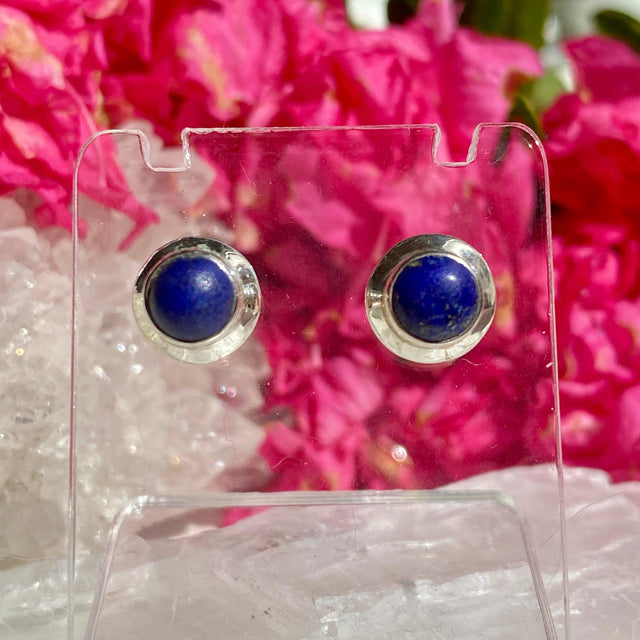 Lapis round cabochon stud earrings KEGJ1076 - Nature's Magick