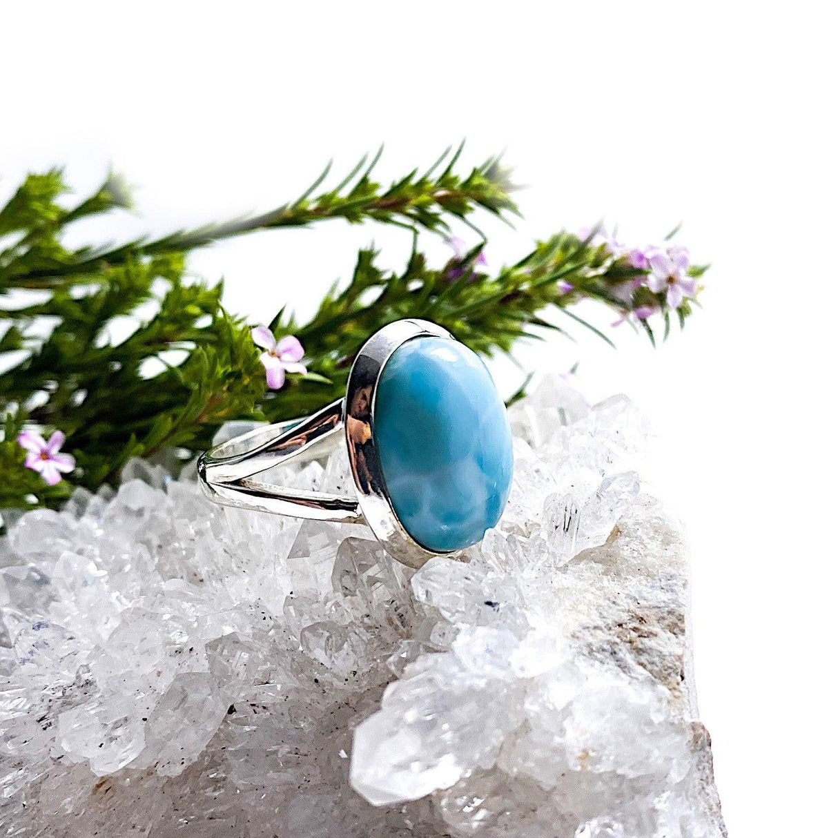 Larimar oval ring s.8 KRGJ1373 - Nature's Magick