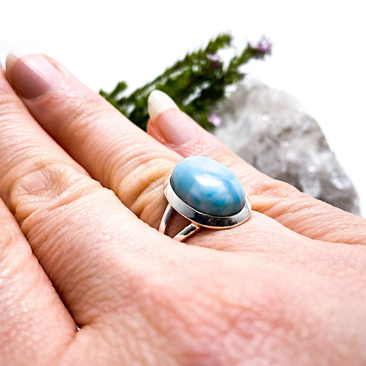 Larimar oval ring s.8 KRGJ1373 - Nature's Magick