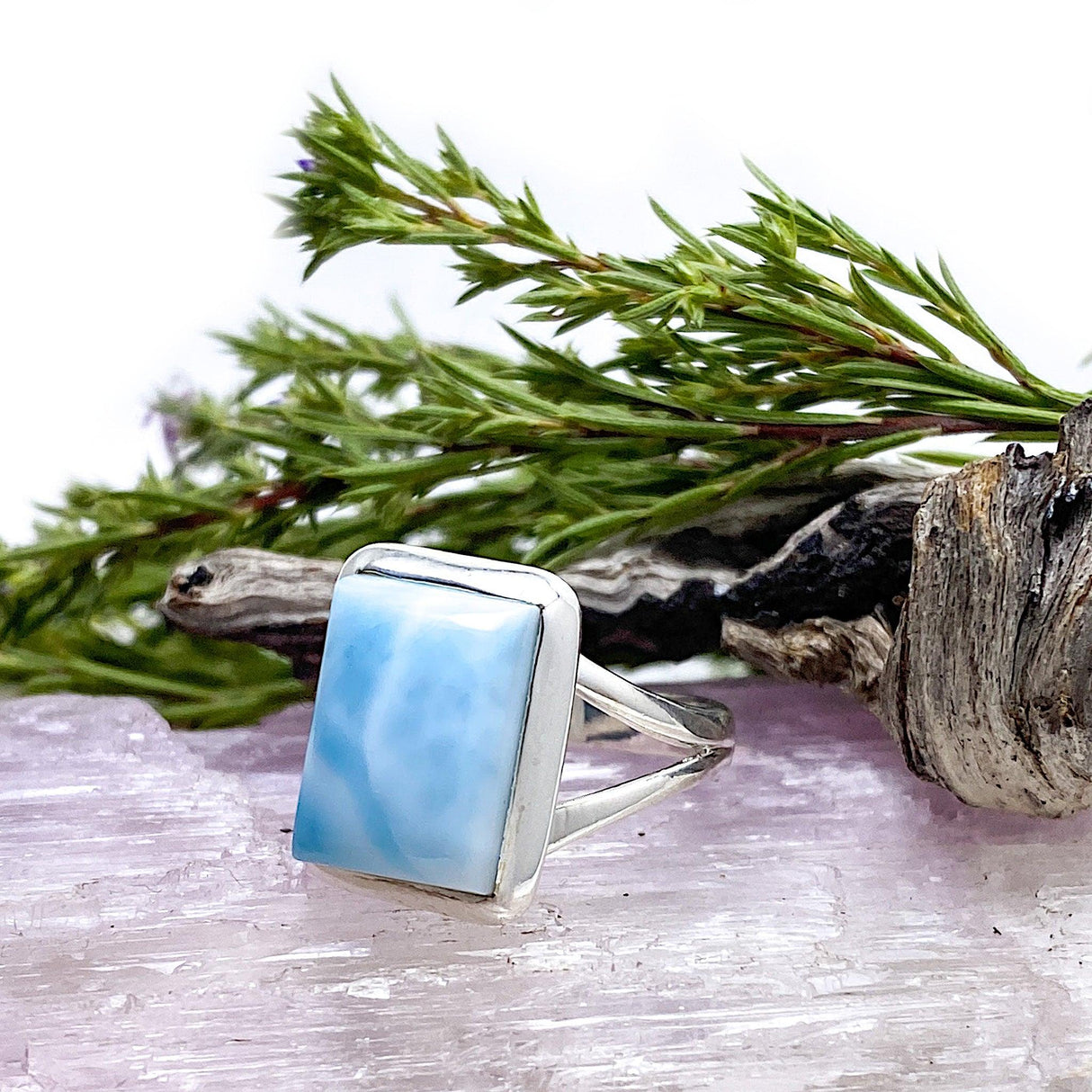 Larimar rectangular ring s.9 KRGJ1377 - Nature's Magick