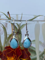 Larimar teardrop cabochon earrings KEGJ591 - Nature's Magick