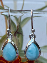 Larimar teardrop cabochon earrings KEGJ591 - Nature's Magick