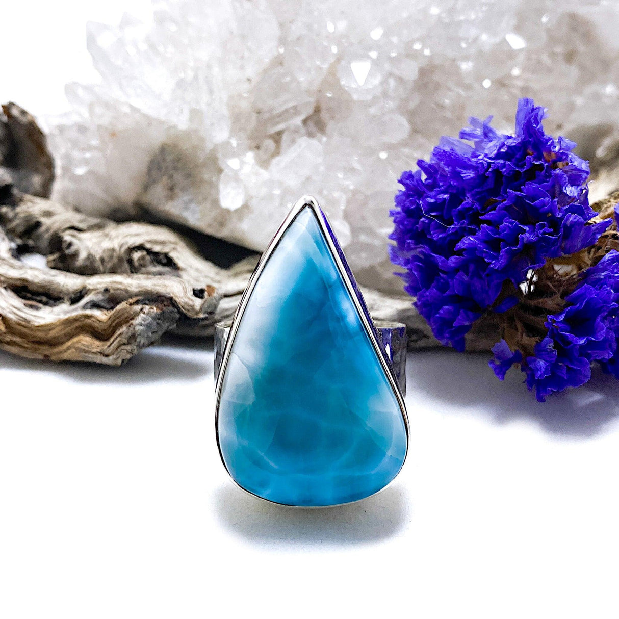 Larimar teardrop ring s.10 KRGJ1381 - Nature's Magick