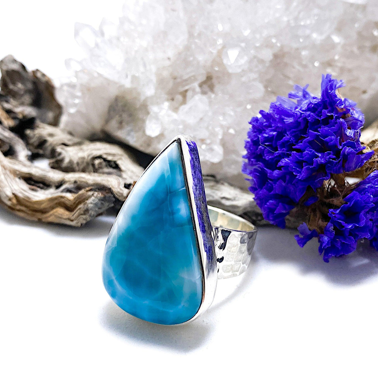 Larimar teardrop ring s.10 KRGJ1381 - Nature's Magick