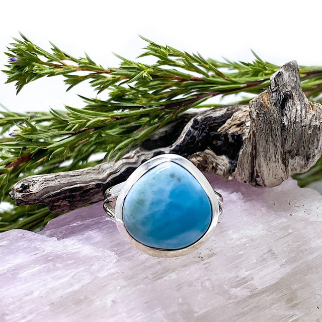 Larimar teardrop ring s.8 KRGJ1363 - Nature's Magick