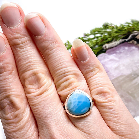 Larimar teardrop ring s.8 KRGJ1363 - Nature's Magick