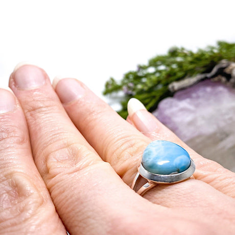 Larimar teardrop ring s.8 KRGJ1363 - Nature's Magick