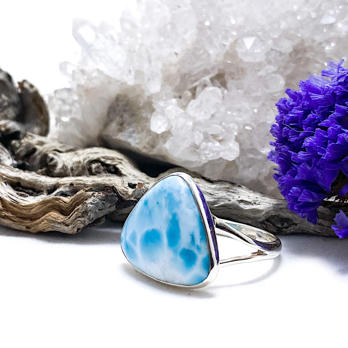 Larimar teardrop ring s.9 KRGJ1366 - Nature's Magick