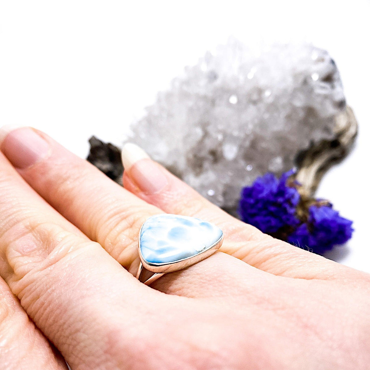 Larimar teardrop ring s.9 KRGJ1366 - Nature's Magick