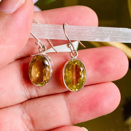 Lemon Quartz faceted oval earrings KEGJ809 - Nature's Magick