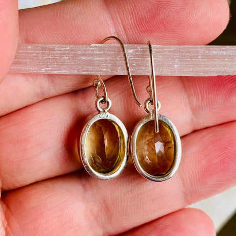 Lemon Quartz faceted oval earrings KEGJ809 - Nature's Magick